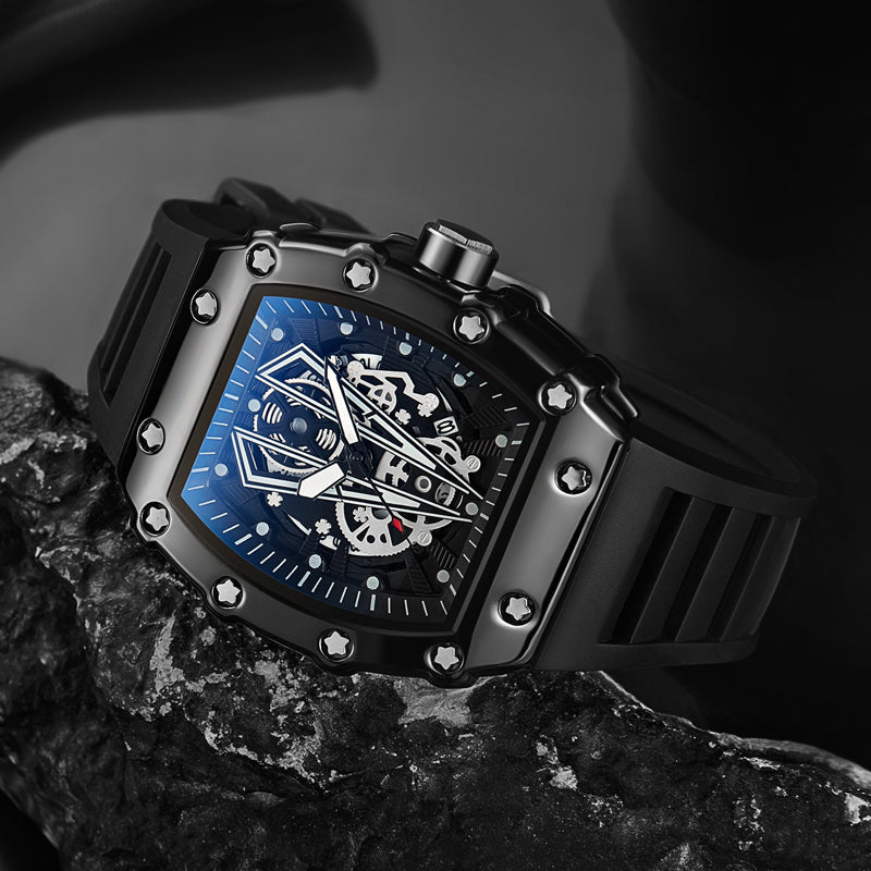 Luxury Black Skeleton Watch